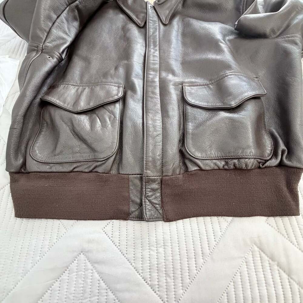 Rare large size 48R Vtg Cooper Type A-2 Flight Jacket Brown Leather WWII Commemo - Picture 14 of 15